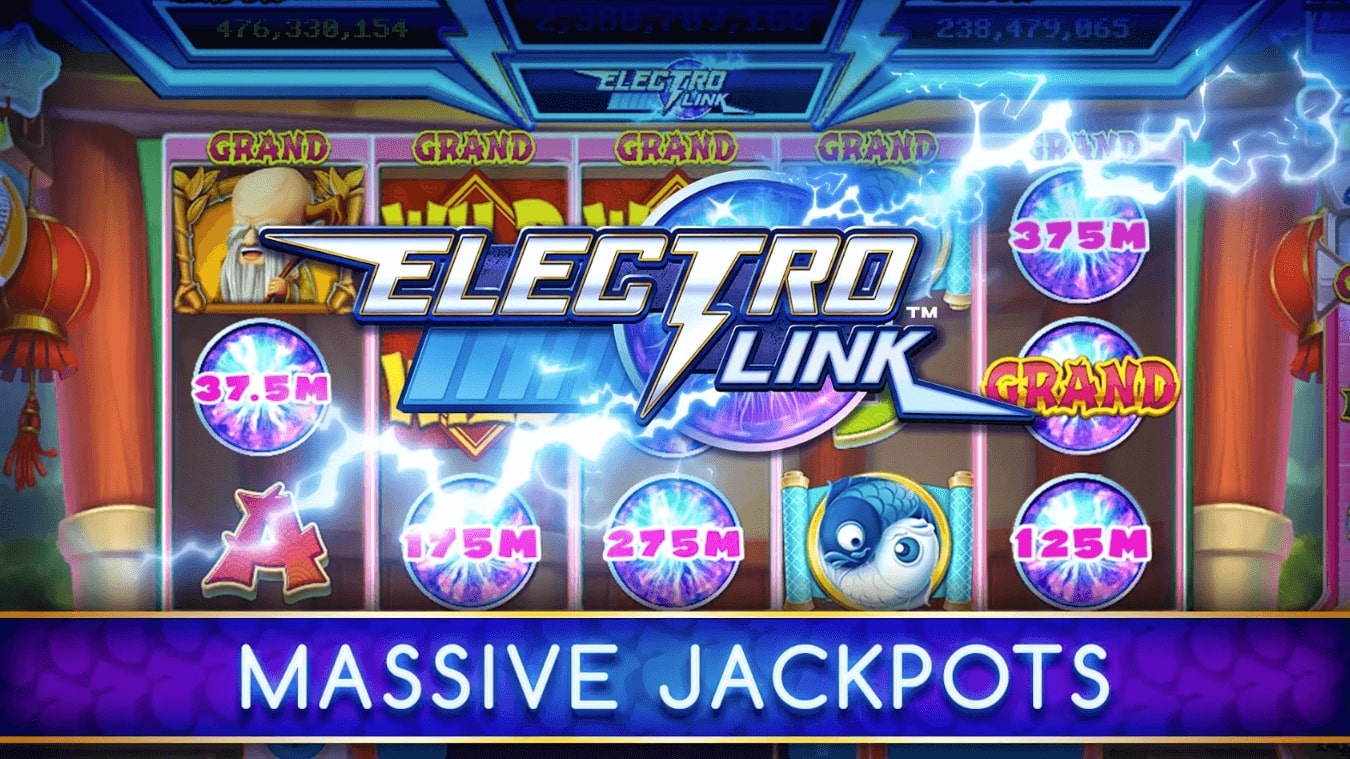 myVEGAS Slots online slot iOS application Electro Link Jackpot Feature Highlight